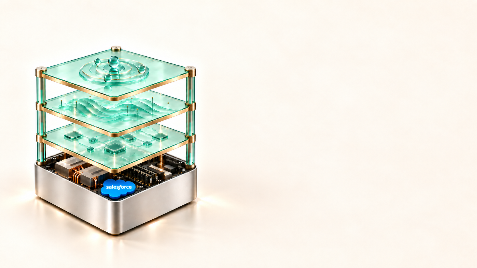 Layered turquoise and gold expert system above a powerful compute stack